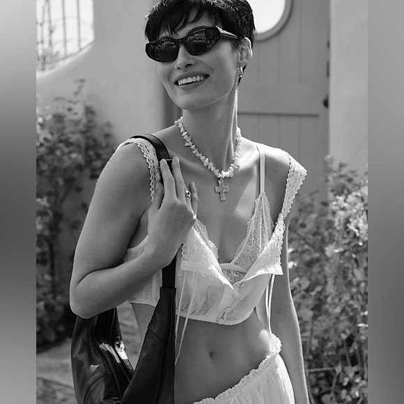 NWOT Free People Bright Eyes Romantic Coquette Sheer Lace Bralette in Ivory - Picture 5 of 7
